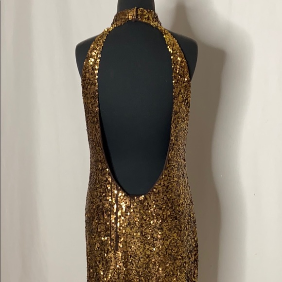 Brown/gold sequin gown - Picture 4 of 8
